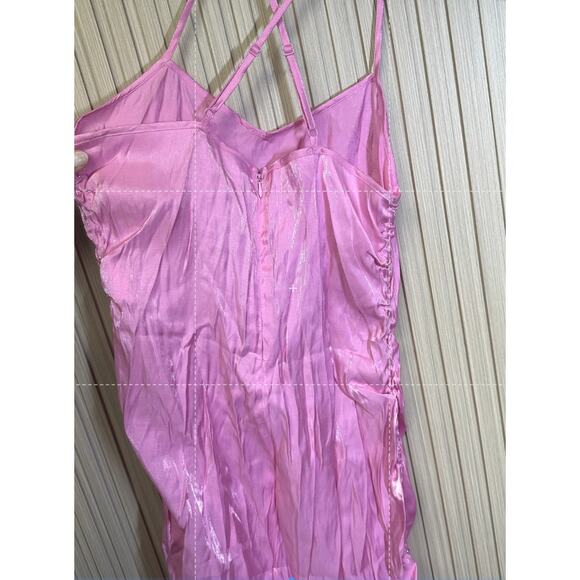 Noisy May Nmelin Satin Singlet Ruching Dress Fuchsia Pink Women’s Size L - Picture 6 of 8